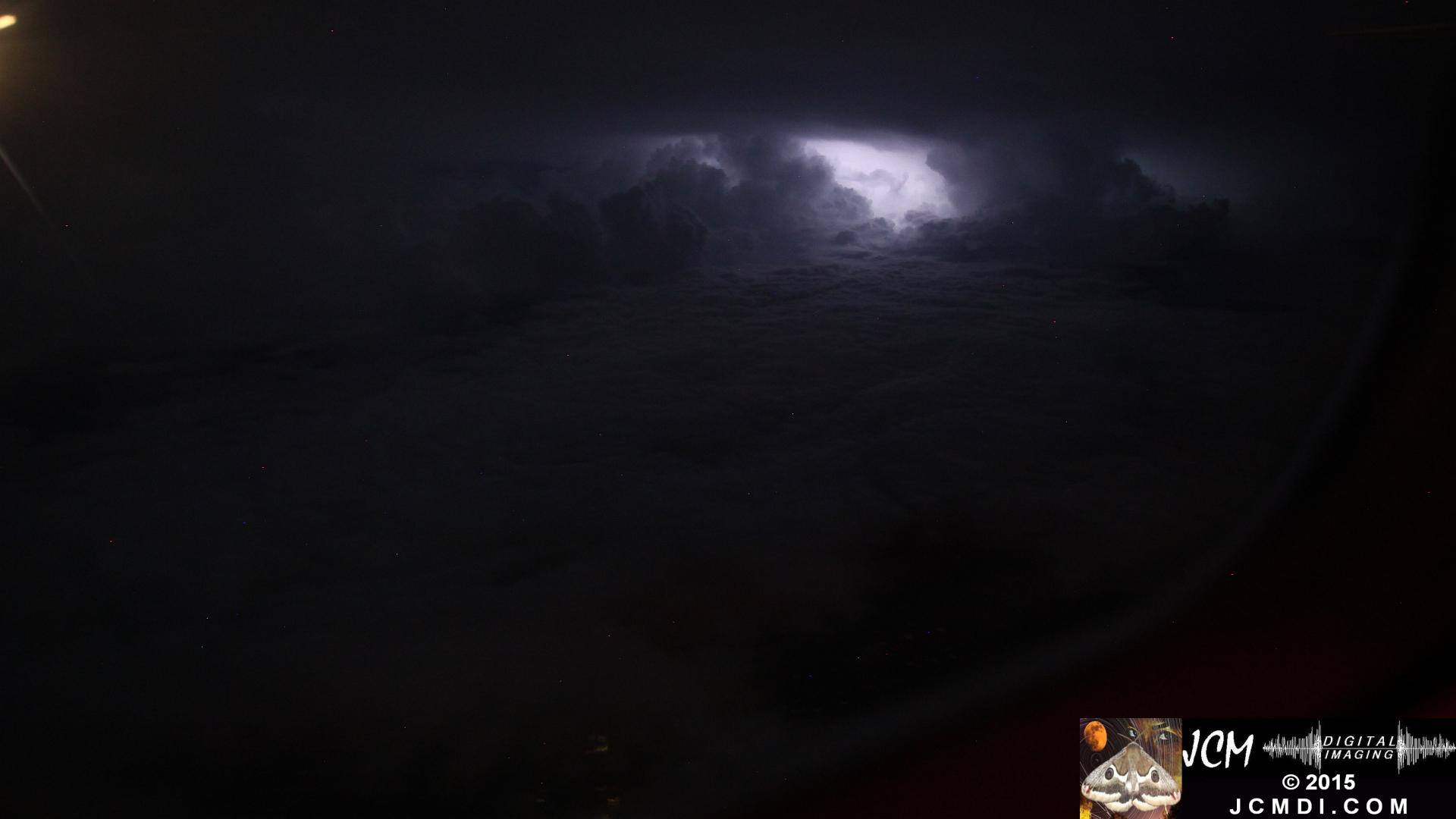 Cloud lightning from aircraft window � BNA to LAX 7-28-2015 hand-held, Canon 5D Mk2